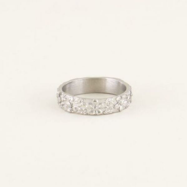 MY JEWELLERY | Brede ring bloemetjes zilver maat 16